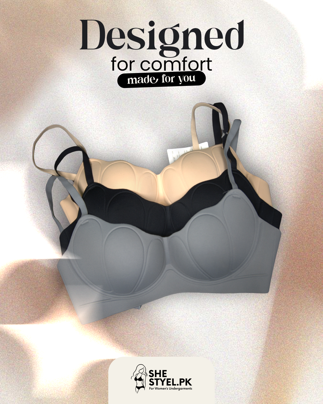 Premium Seamless Shell Molded Padded Bra – Full Coverage Comfort Fit