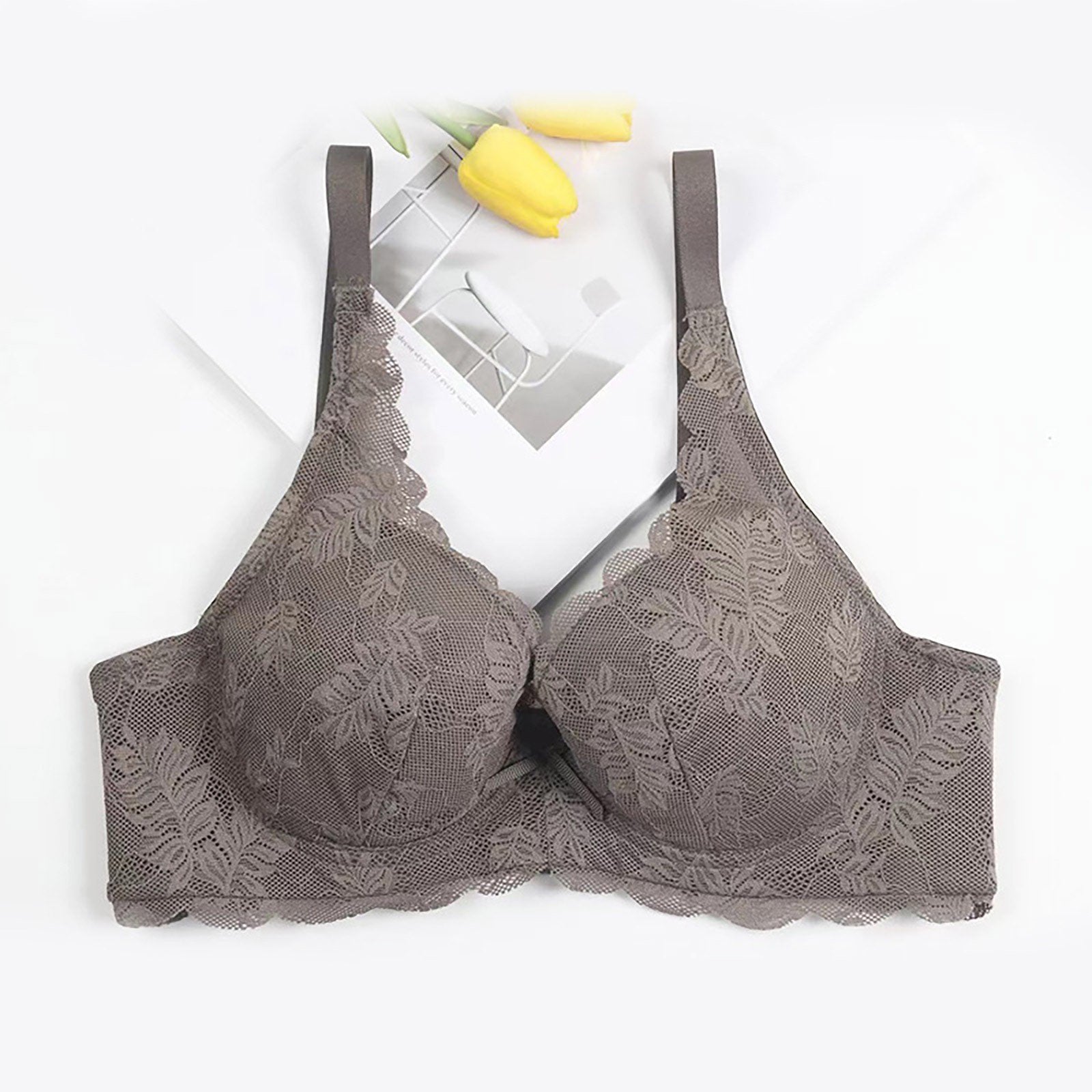 Elegant Floral Lace Push-Up Bra – Comfortable Wireless Support