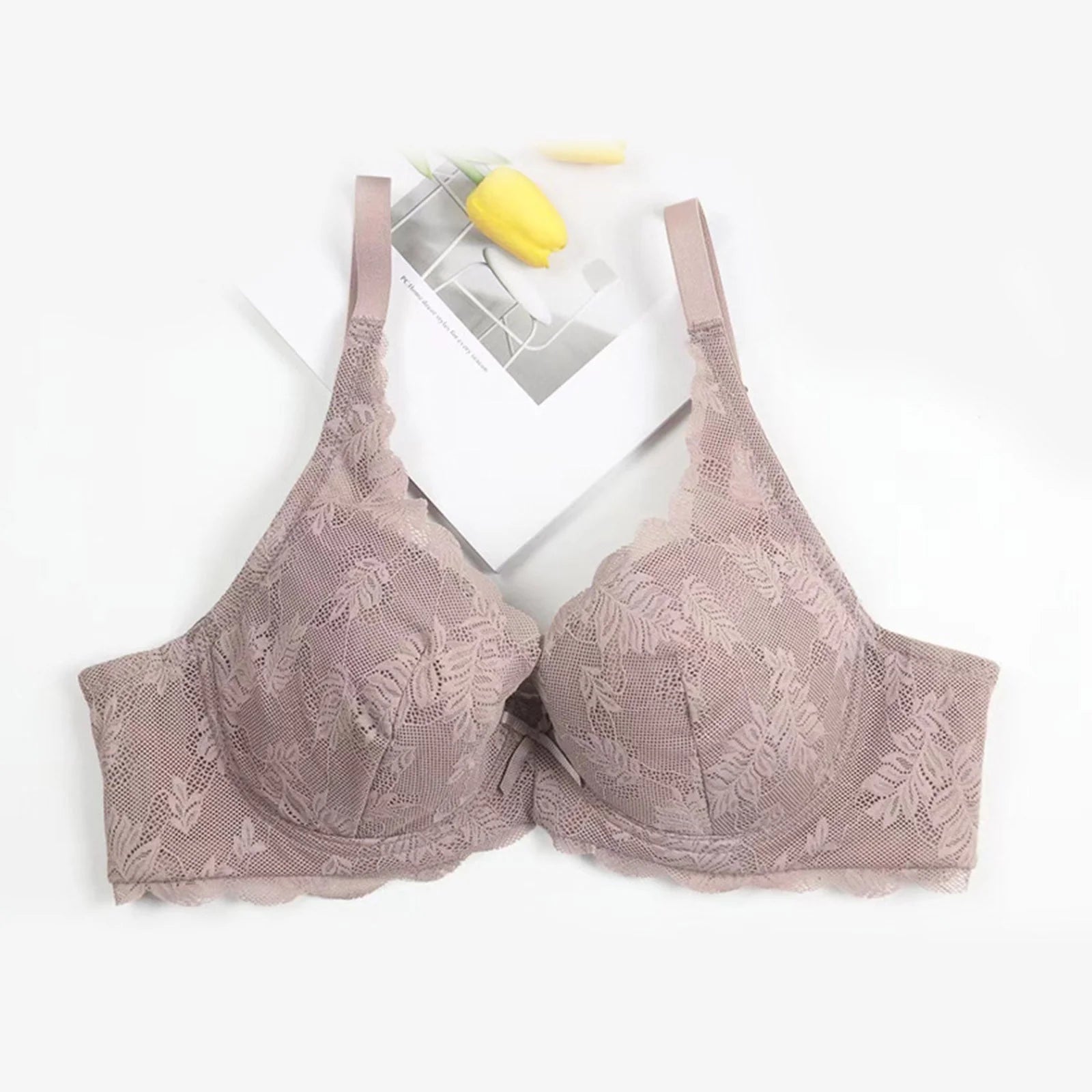 Elegant Floral Lace Push-Up Bra – Comfortable Wireless Support